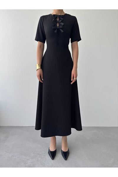 modaserdem Wera Stone Bow Detailed Dress