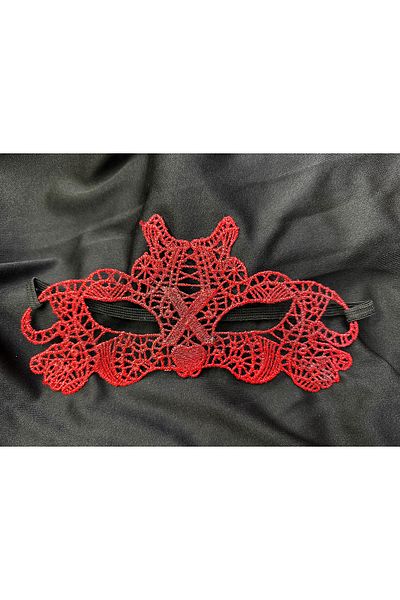 Easy Tedarik Red lace masquerade mask double sided no 10