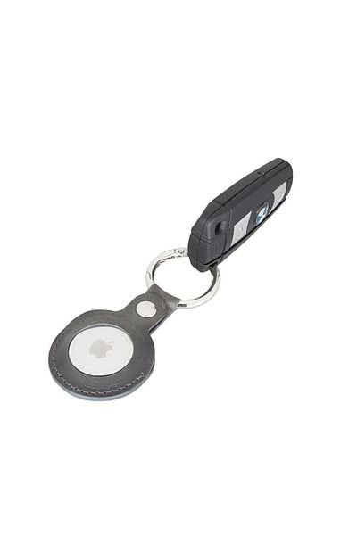Enseb Apple Airtag Compatible Leather Keychain, Tn18Ef Gray