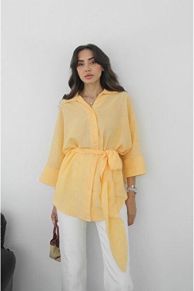 Havoş Κίτρινο λιλά πουκάμισο με κορδόνια