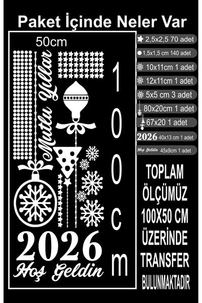 Göktuğ Hediyelik New Year's Magza Vitirn Writings of Foil Cut White 100X50 cm