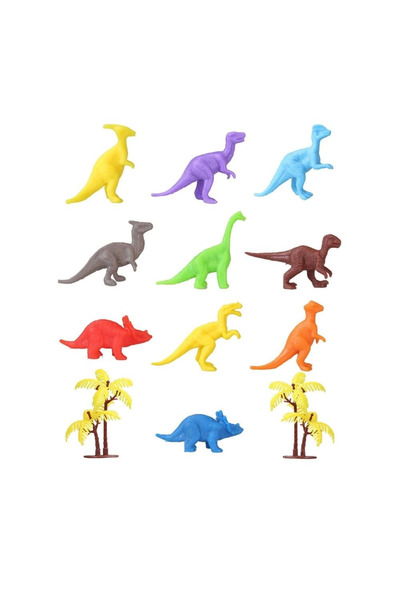 Eco Lounge 683 لعبة لعب 12 قطعة مجموعة شخصيات ديناصور صغيرة ملونة 4-6 سم
