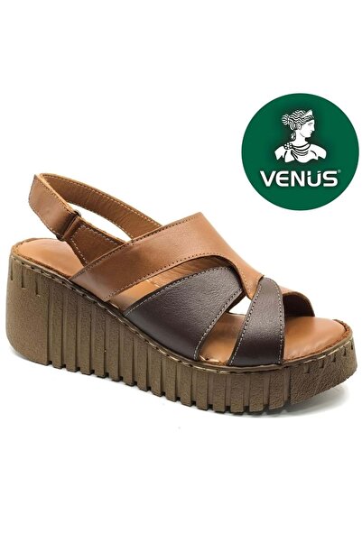 Venüs Morgen Hakiki Deri Comfort Ortopedik Kadın Sandalet TABA