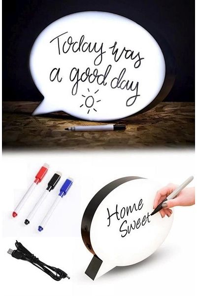 storeks Illuminated Message Board with Speech Bubble Appearance that Can Be Written with a Pen