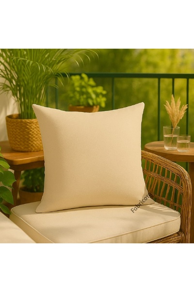 fabricorg Duck Cloth Suitable for Punch 40X40 cm Light Beige Throw Pillow Cover