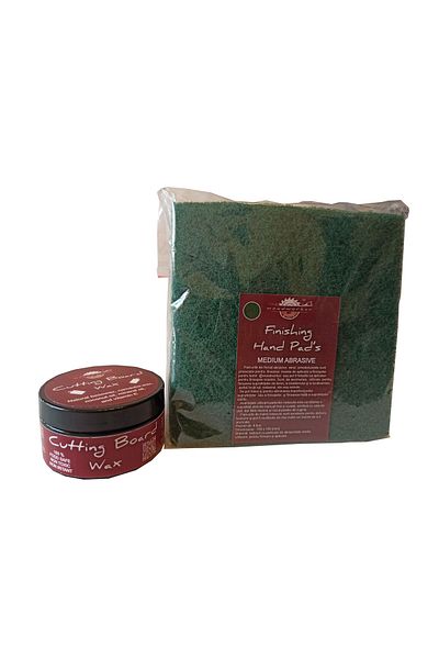 woodworker Kit intretinere mobilier lemn Prep’N Shine-Cutting Board Wax & Medium Abrasive Hand Pad’s, 100 ml