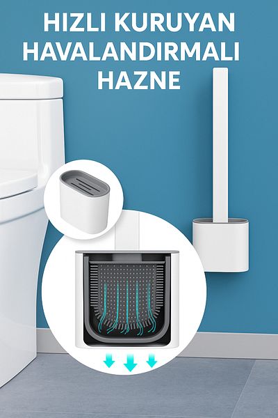 UGA İthalat 3 τμχ WC Βούρτσα καθαρισμού τουαλέτας Ευέλικτη μαλακή βούρτσα σιλικόνης Σετ βάσης στερέωσης τοίχου