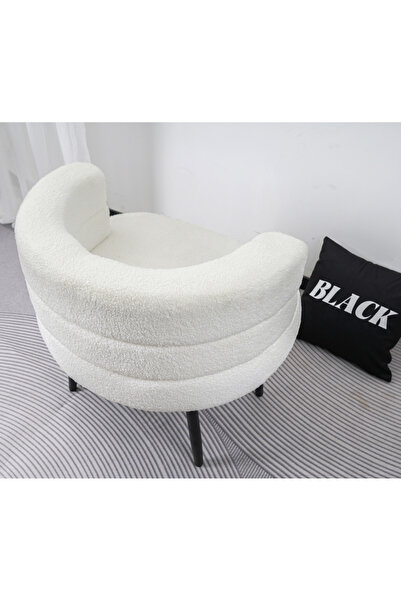 Generic Elegant Design Boucle Fabric Chair - Modern Decor Chair in White