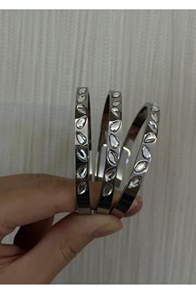 ZEHRİNG Damla Taşlı Silver Kelepçe