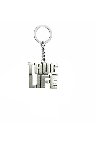 Herşey Nota Thug Life Written Metal Keychain – Silver Color |   Unisex Hip-Hop & Street Style Accessory