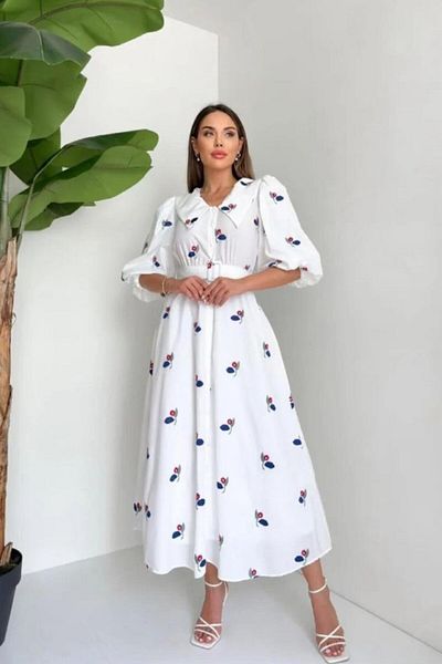 JANES Red Floral Motif Belted Dress