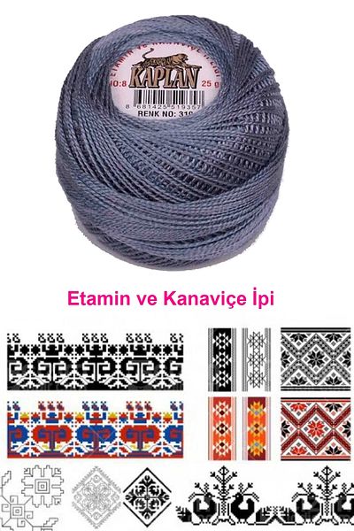 PRATİKOBA Tiger etamine and cross stitch thread no. 8 code/color: 319 - royaleks