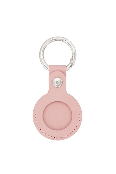 Enseb Apple Airtag Compatible Leather Keychain, Nu2 Pink