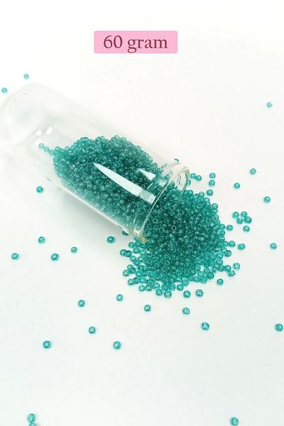 PRATİKOBA Bulky Glass Sand Beads (11/0) 2 mm - 60 Grams - Transparent Green - Bnc049
