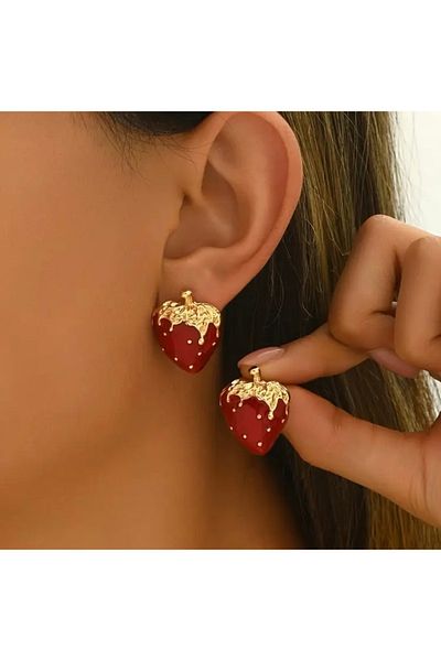 Accessories Vanilla Avenue Red Strawberry Look Stylish Daily Use Women's Earrings