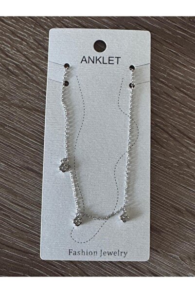 misstakıjewerly Steel Silver Color Flower Figured Hanging Anklet