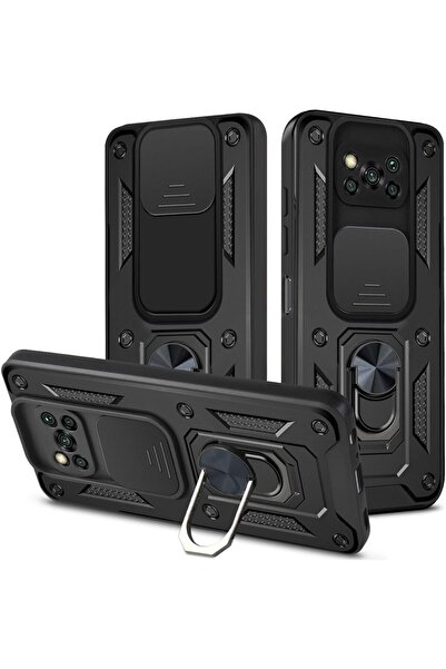 Rivor Xiaomi Poco X3 & Poco X3 Pro Kılıf Kamera Sürgülü Standlı Yüzüklü Darbe...