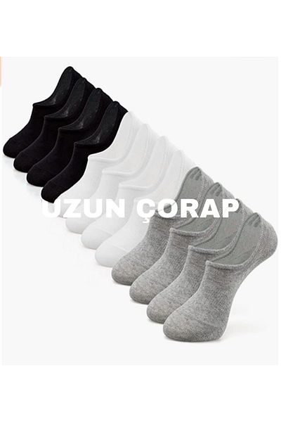 UZN SOCKS Unisex Σετ 6 κάλτσες αθλητικών παπουτσιών - Μαύρο Λευκό Γκρι - Αόρατες κάλτσες μπαλαρίνας
