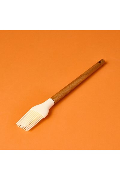 MATMEL Wooden Handle Silicone Brush - Cream / Brown
