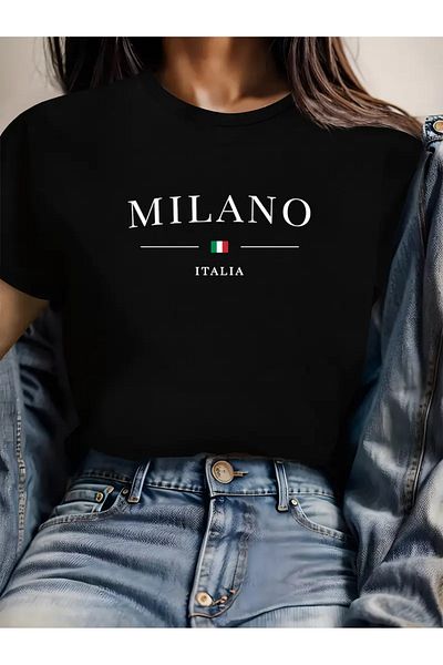 Pink Sky Cotton Oversize Italia Printed Short Sleeve Crew Neck Comfortable Casual T-Shirt
