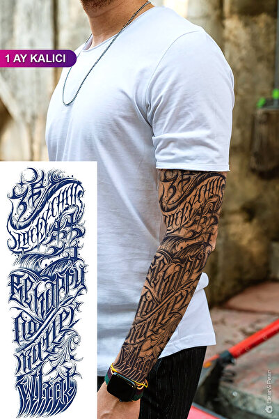 BP Tattoo 1 Ay Kalıcı Yazılı Kol Kaplama Geçici Dövme Kol Dövmesi Tattoo