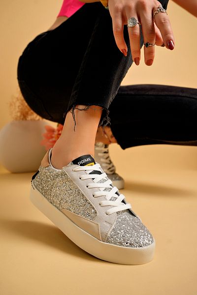 uway Pantofi de damă Lurex din piele naturală - pantofi sport cu căptușeală interioară