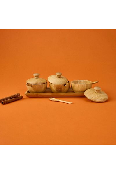 MATMEL Bamboo Spice Rack Set - Light Brown