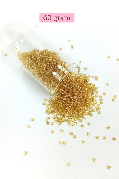 PRATİKOBA Cast glass sand beads (11/0) 2 mm - 60 grams - transparent honey color - bnc068