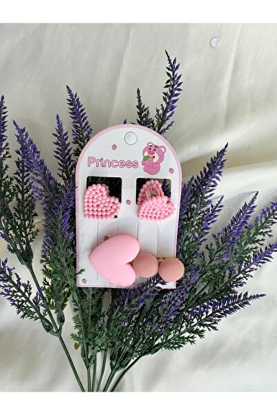 ŞİMŞEK BİJUTERİ BONCUK DETALI KALP DESENLİ 3LÜ SET TOKA