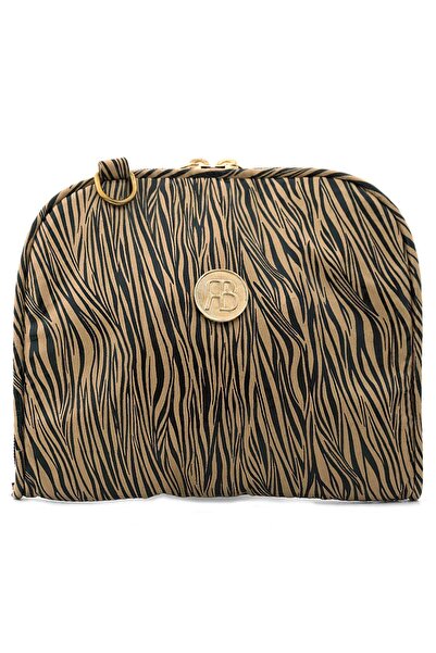 hapshoe Коричнева сумка для покупок з кремовим візерунком, подвійного розміру, портативна