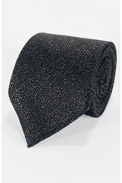 BLC Basic Line Co. Bitter Brown Gray Patterned Microfiber Tie and Handkerchief Set - 7 cm Modern Cut