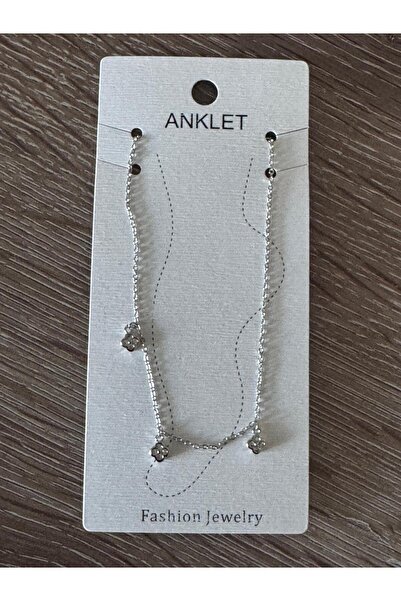 misstakıjewerly Steel Silver Color Flower Figured Hanging Anklet