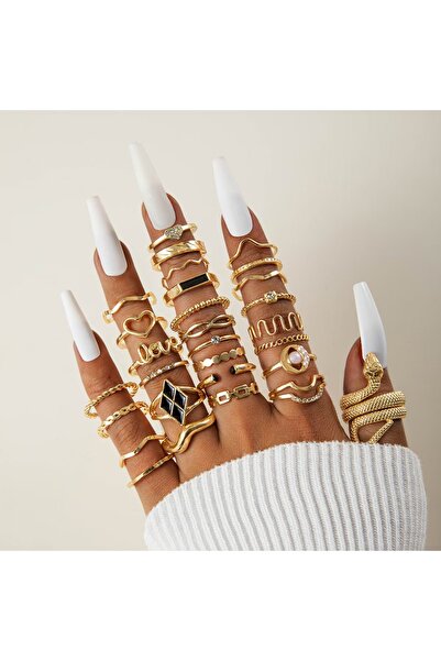Girift Vintage Zafira 29 Pieces Gold Bohemian Style Ring