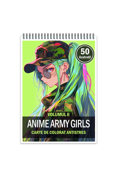 Legendary Gifts Carte de colorat antistres, 50 de ilustratii, Anime Army Girl...