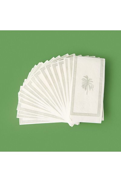 MATMEL Kitchen 20 Pack Palm Pattern Napkins - Gray / White - 16X8 cm