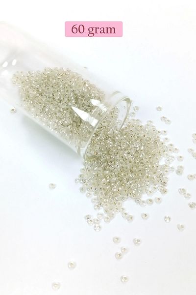 PRATİKOBA Bulk glass sand beads (11/0) 2 mm - 60 grams - transparent - bnc069