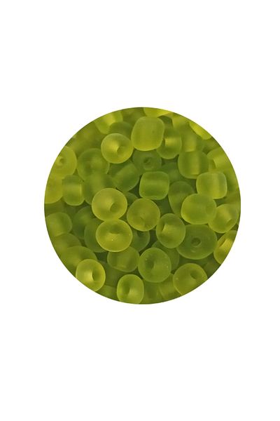 PRATİKOBA Large size cast glass sand beads (6/0) 4 mm - 20 grams - transparent matte green - bnc092