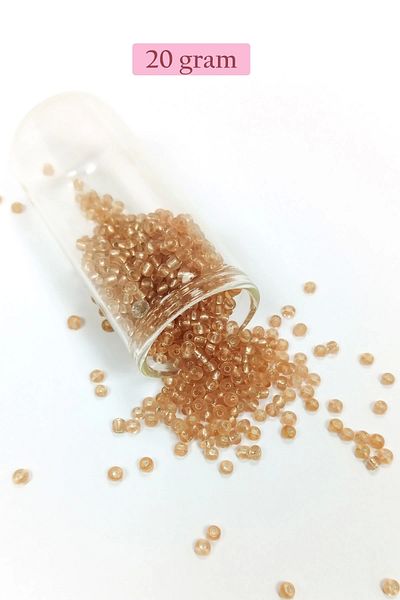 PRATİKOBA Cast glass sand beads (8/0) 3 mm - 20 grams - transparent honey color - bnc143