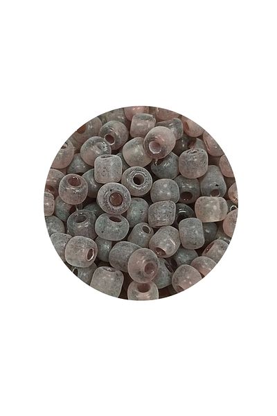 PRATİKOBA Poured Glass Sand Beads Large Size (6/0) 4 mm - 60 Grams - Transparent Gray - Bnc141