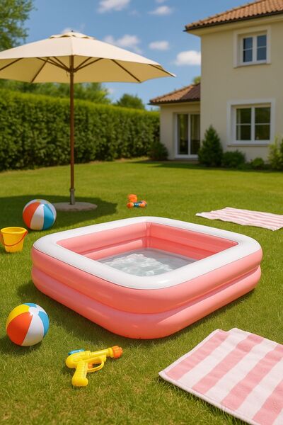 TOYFEST Yaz Serinliği Kare Çocuk Havuzu – 86x25 Pembe