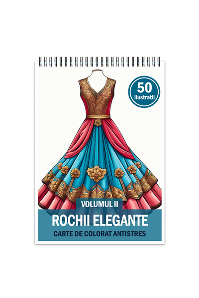 Legendary Gifts Carte de colorat antistres, 50 de ilustratii, Rochii Elegante...