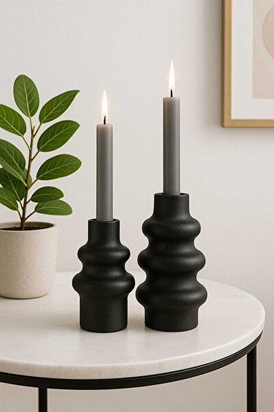 mebaconcept Doğal Ahşap Şamdan Seti 12.5cm & 10cm El Yapımı, Rustik Dekoratif...