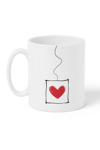 LOWHA 11 oz Ceramic Mug with Heart Design
