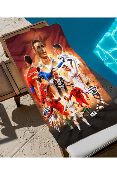 hediyechy Ronaldo Themed Beach Towel