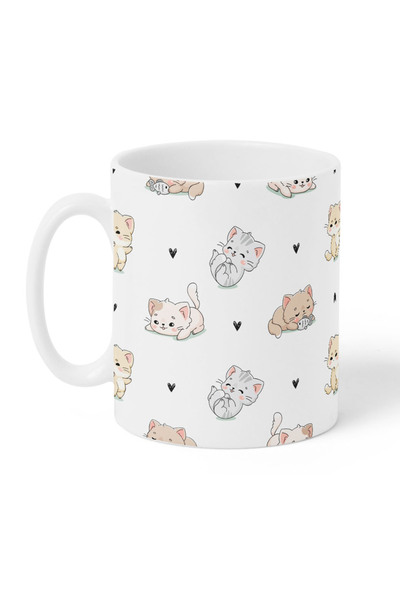 LOWHA 11 oz Ceramic Mug with Cute Cats Design