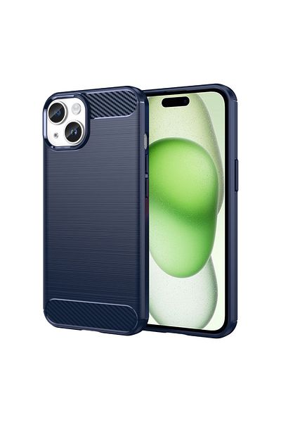 Techsuit IPhone 15 Plus Case - Techsuit Carbon Silicone - Blue