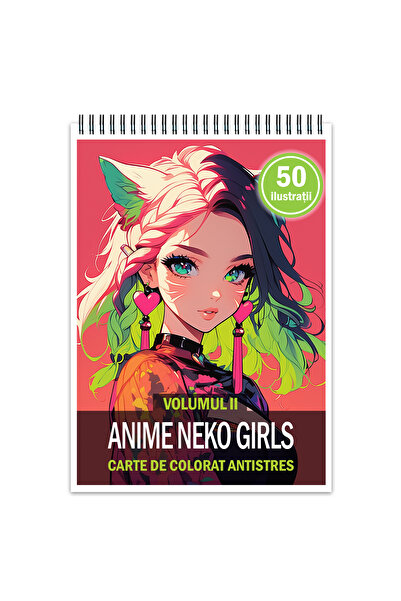 Legendary Gifts Carte de colorat antistres, 50 de ilustratii, Anime Neko Girl...