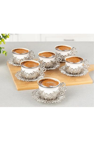 E orient Turkish Coffee Presentation Set Metal Coffee Cup Set Arabian Coffee Cup Set of 6