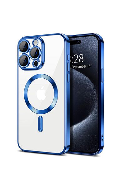 Techsuit Husă pentru iPhone 15 Pro - Techsuit Luxury Crystal MagSafe - Albastru intens