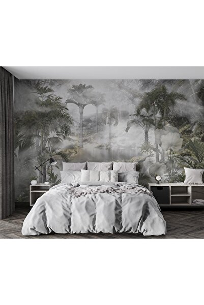 Özel Duvarlar Sisli Orman Ve Göl Tropikal Ağaçlar Duvar Kağıdı